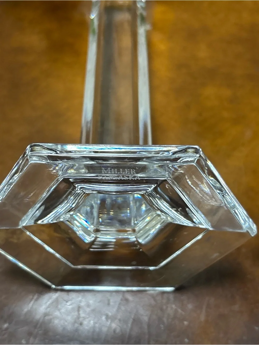 Two beautiful crystal glass Miller Rogaska candle sticks